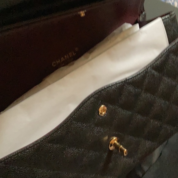 CHANEL large/jumbo classic flap bag in black caviar NWT - Picture 5 of 7